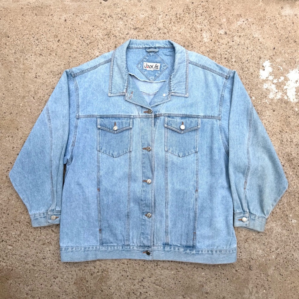 Vintage Jack Set Light Wash Denim Jacket USA Minimalist 90s Oversized Jacket